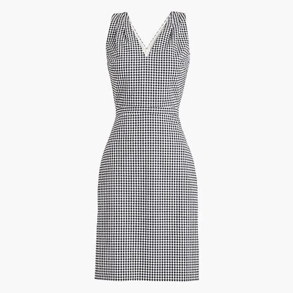 J.Crew V-neck seersucker dress in black gingham Sz 6 - Picture 5 of 16